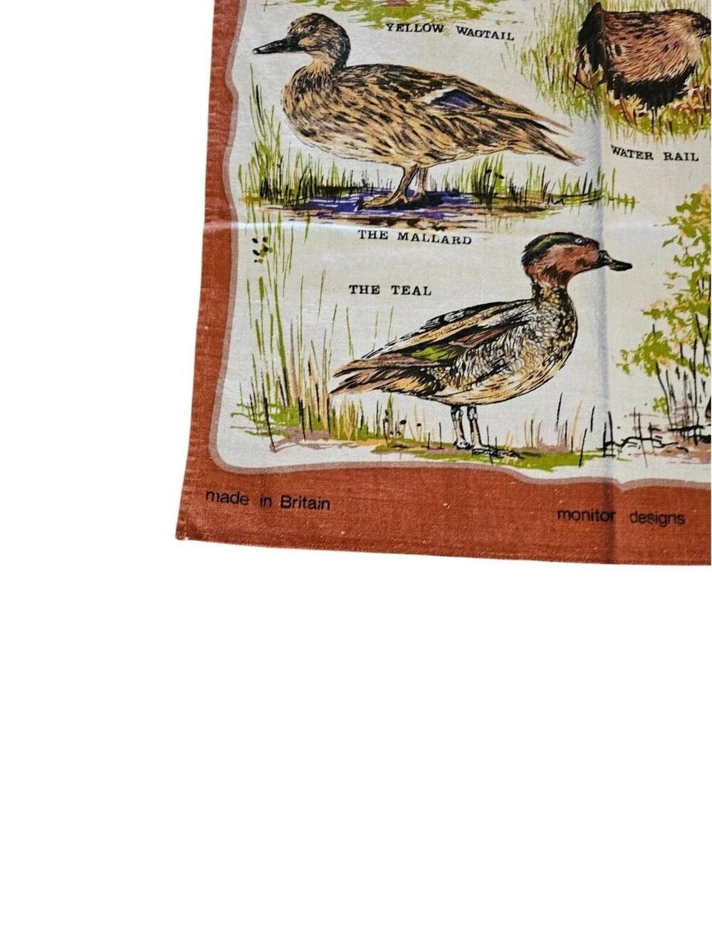 Vintage Birds of the Norfolk All Cotton Dish Tea Towel Britain